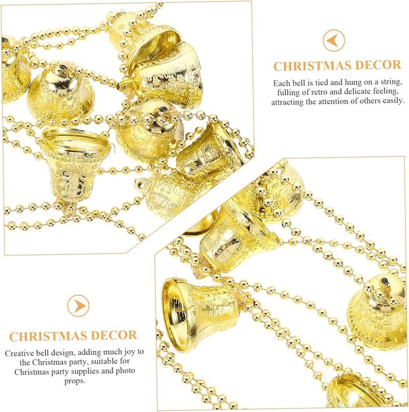 Golden Christmas Hanging Bells Ornaments 3pcs Set For Tree Holiday Decor Party Supplies - Image 5